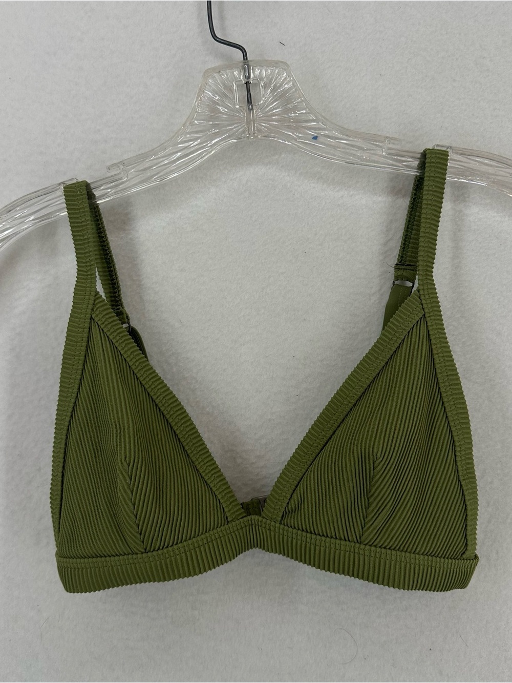 Garage Ribbed Triangle Bikini Top‎ Women’s Small Olive Green